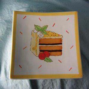 cake plate square woodard & charles yellow (w1791)
